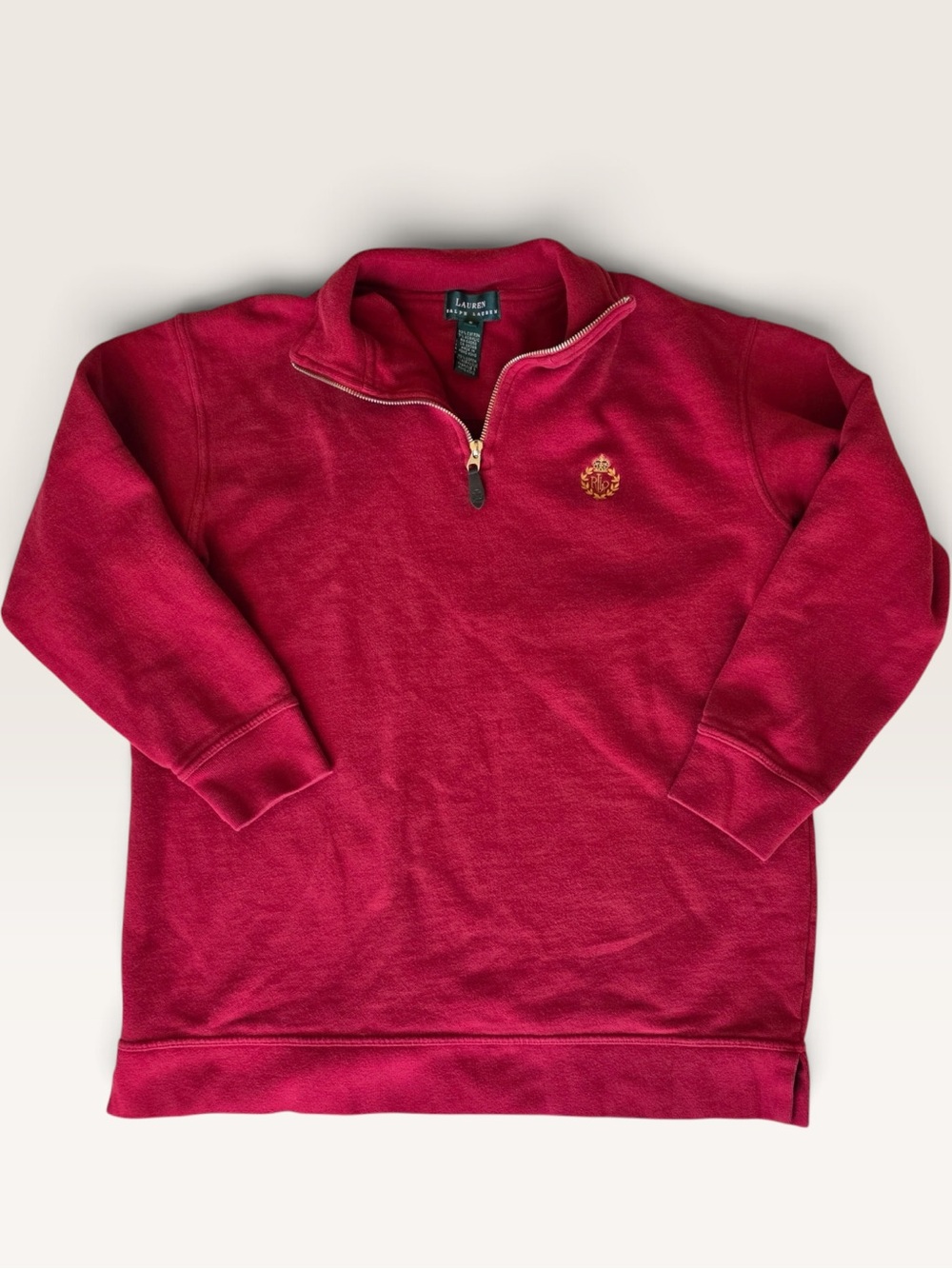 Vintage Lauren Ralph Lauren Crest Quarter Zip Pullover Red Small